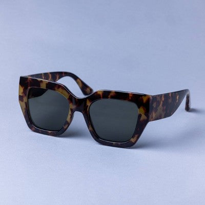 Women's Thick Square Tortoise Shell Sunglasses - A New Day Brown