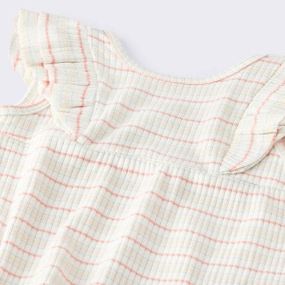 Baby Girls' Striped Romper - Cloud Island Cream 12M