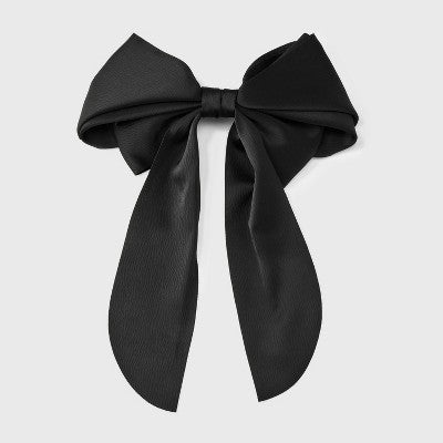 Satin Bow Hair Barrette - A New Day Black: Solid Polyester Clip