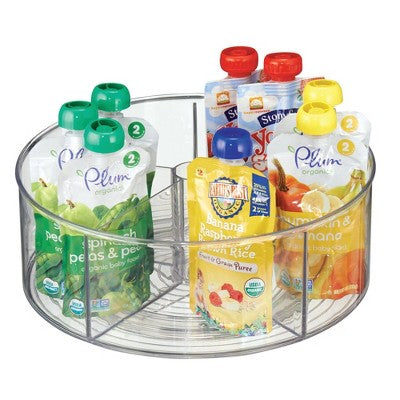 iDESIGN Recycled Plastic Divided Lazy Susan Turntable Organizer Clear: 12" Kitchen Storage, Hand Wash, 0.75 lbs