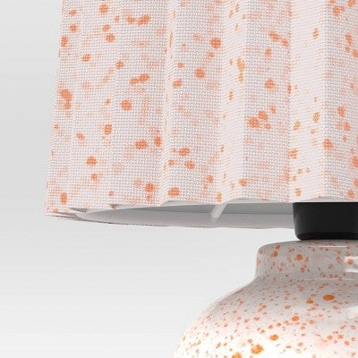 Mini Printed Ceramic Base Table Lamp with Printed Pleated Shade Peach - Room Essentials