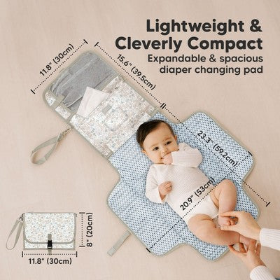 KeaBabies Ezee Portable Diaper Changing Pad, Portable Diaper Changing Mat, Waterproof Foldable Diaper Changing Pad (Prairie)