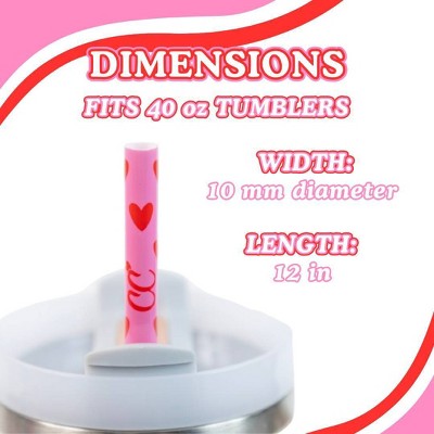 CharCharms 6pk 40oz Galentines Water Bottle Straws