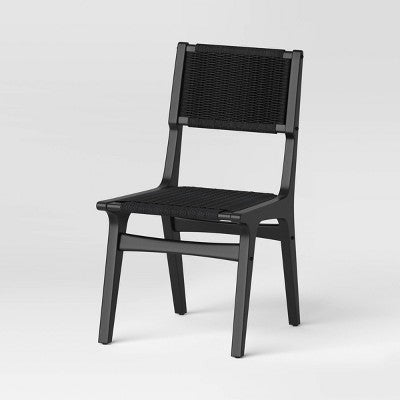 Ceylon Woven Dining Chair Black (FA) - Threshold: Rubberwood Frame, Metal Hardware, No Assembly Required (LOCAL PICKUP ONLY)