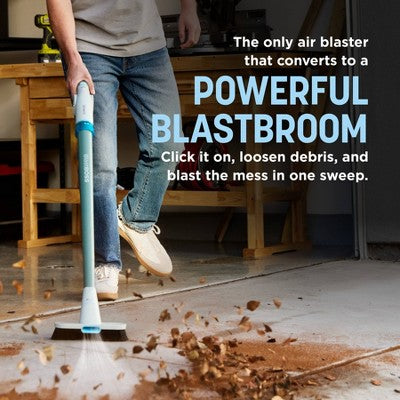 Shark BlastBoss Indoor-Outdoor Air Blasting System, Cordless Floor Sweeper AB2112BL 8" Cleaning Path Sky