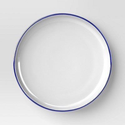 12pc Stoneware Dinnerware Set Blue Rim - Threshold (LOCAL PICKUP ONLY)