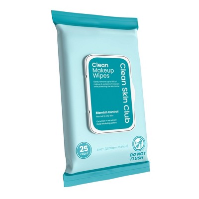 Clean Skin Club Makeup Facial Cleansing Wipes Blemish Control - 25ct