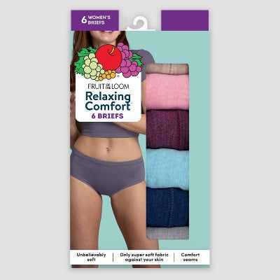 Fruit of the Loom Women's 6pk Relaxing Comfort Brief Underwear - 6