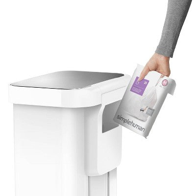simplehuman 45L Kitchen Step Trash Can with Liner Pocket White Steel Garbage Can with Soft Close Lid (LOCAL PICKUP ONLY)
