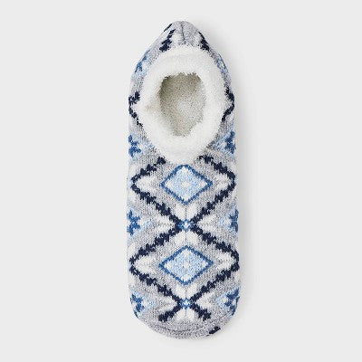 Women's Stitched Snowflake Double Lined Cozy Booties with Grippers - Auden Heather Gray 4-10