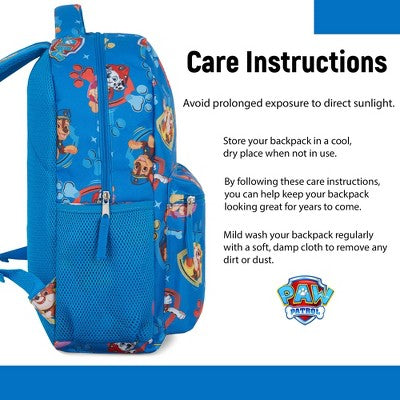 Paw Patrol Backpack for Kids - Chase, Skye, Marshall, Rubble, Rocky, Zuma, Everest, Liberty, and Ryder School Book Bag, Blue