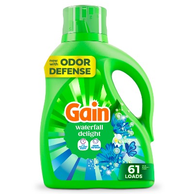 Gain Waterfall Delight Liquid Laundry Detergents 61 Loads - 81oz: Cold Water, Spill-Resistant Lid, Paraben-Free