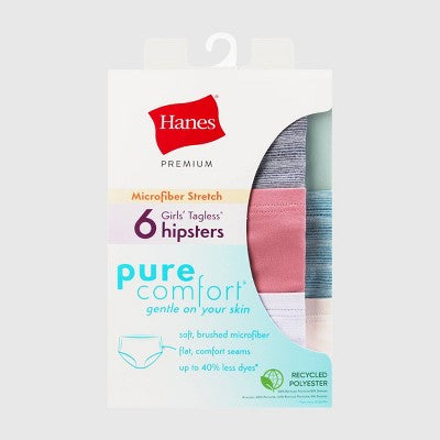 Hanes Girls' 6pk Microfiber Hipster Underwear - 6