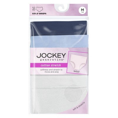 Jockey Generation Girls' 3pk Briefs - White/Navy Blue/Light Blue L