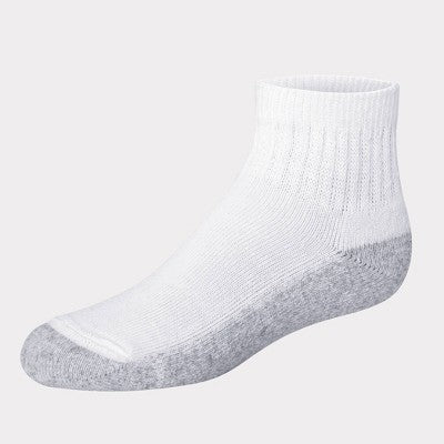 Hanes Boys' 12pk Cushioned Ankle Socks - White L: Moisture Wicking, Midweight Knit