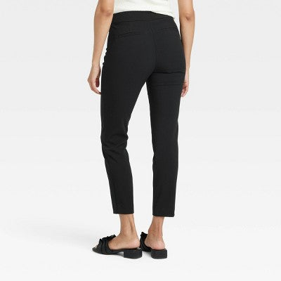 Women's High-Rise Skinny Ankle Pull-On Pants - A New Day Black 10