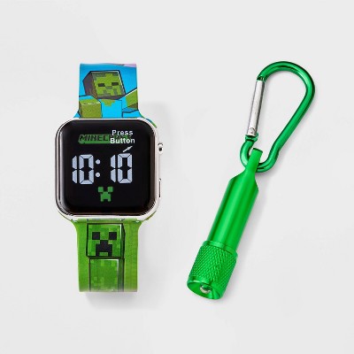 Boys' Minecraft Watch Set with Flashlight - Green