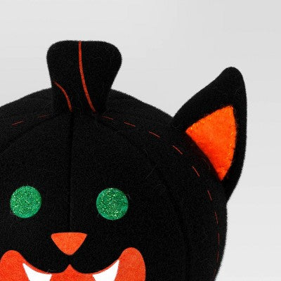 Fabric Pumpkin Black Cat Figurine - Hyde and EEK! Boutique