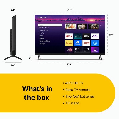 Hiro Roku TV 40" 1080p Full HD Smart TV Flat Screen LED Television with Roku TV and Dolby Audio for Streaming (LOCAL PICKUP ONLY)