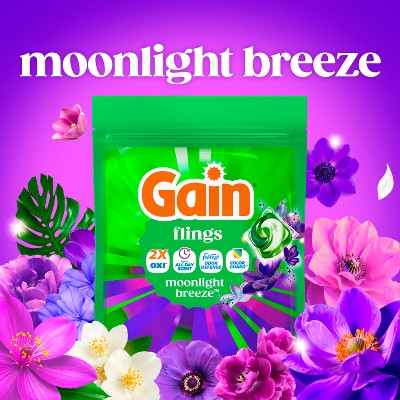 Gain Flings Moonlight Breeze Laundry Detergents - 31ct: Resealable Bag, Odor Control, Concentrated, Paraben-Free