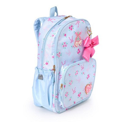 Locker Club Elevated Backpack Set with Pencil Case and Headphones - Blue Stripe Ribbons