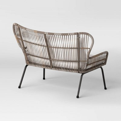 Steel and Wicker Latigo Rust Resistant Outdoor Patio Loveseat Arm Chair Gray - Threshold (LOCAL PICKUP ONLY)
