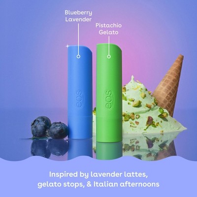 eos Limited Edition Lip Balm - Pistachio Gelato & Blueberry Lavender - 0.28oz/2pk
