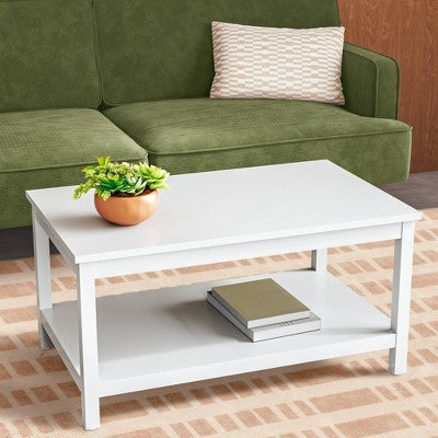 Traditional Coffee Table with Storage Shelf Classic White - Room Essentials (LOCAL PICKUP ONLY)