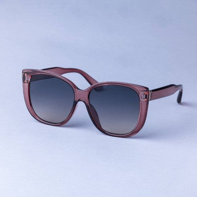 Women's Plastic Butterfly with Metal End Caps Sunglasses - A New Day Mauve: Medium Fit, UV Protection, Recycled Frame