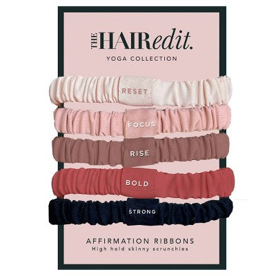 The Hair Edit Affirmation Ribbons Skinny Scrunchies - 5pk