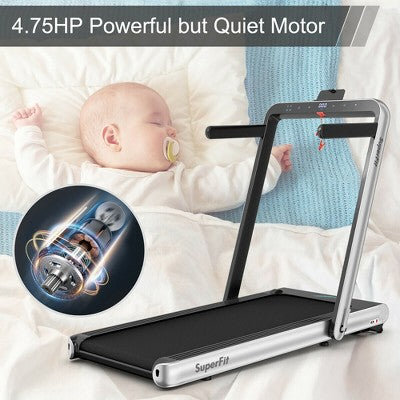 Costway 4.75HP 2 In 1 Folding Treadmill W/Remote APP Control Silver (LOCAL PICKUP ONLY)