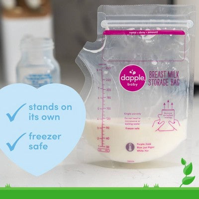 Dapple Temp-Sensing No Leak Breast Milk Storage Bags with Easy Pour Spout - 50ct