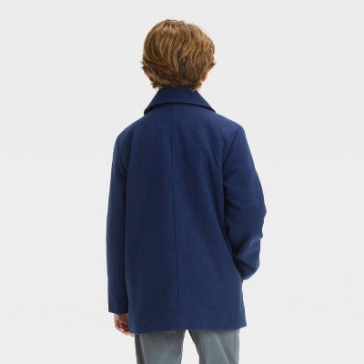Boys' Solid Pea Coat - Cat & Jack Navy Blue XS: Heavyweight