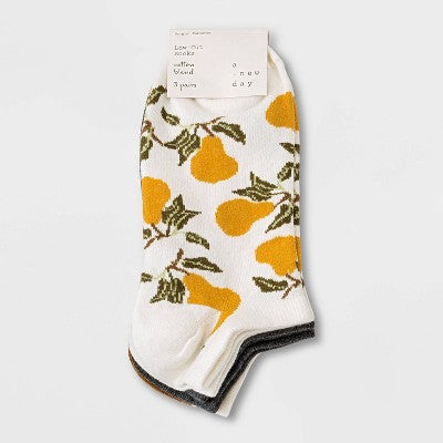 LOT OF 3!!! Women's Pear 3pk Low Cut Socks (4-10) 9 PAIRS TOTAL