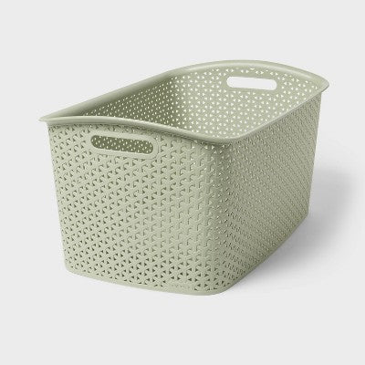 Y-Weave XL Curved Decorative Storage Basket Green - Brightroom
