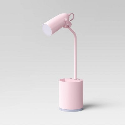 Task Table Lamp with Nightlight Woodrose Integrated LED Bulb - Room Essentials