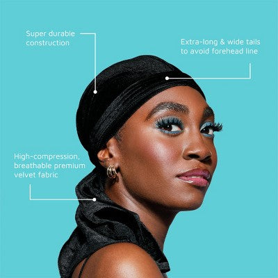 KISS Products Colors & Care Luxe Velvet Durag Compress-Rag - Black