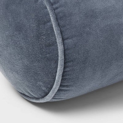 8"x22" Luxe Round Velvet Bolster Decorative Pillow Slate Blue - Threshold: Indoor Cotton Woven, Spot Clean (LOCAL PICKUP ONLY)