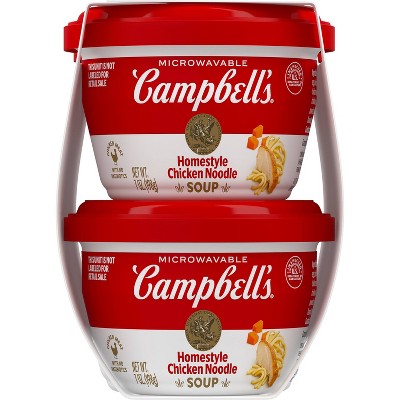 Campbell's Homestyle Chicken Noodle Soup Microwavable Mini Cups - 28oz/4pk: No Added Sugar, No High Fructose Corn Syrup