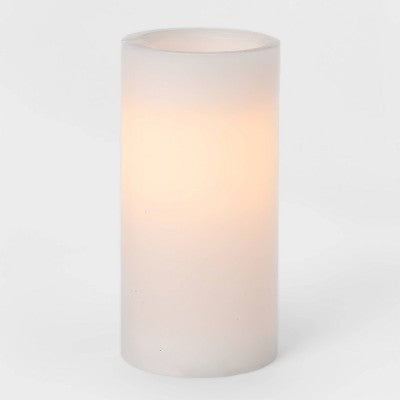 6" x 3" LED Flameless Black Wick Candle White - Threshold: Realistic Faux Pillar, Wax Exterior, Battery Operated