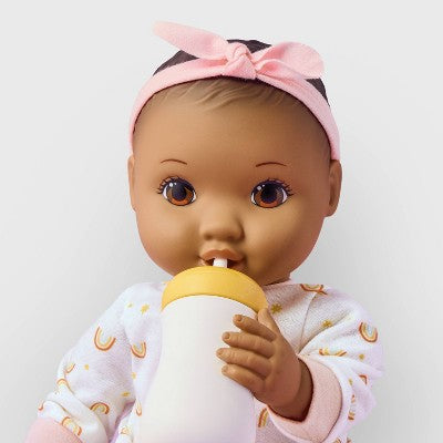 14" Nurturing Baby Doll - Brown Hair + Brown Eyes - Gigglescape