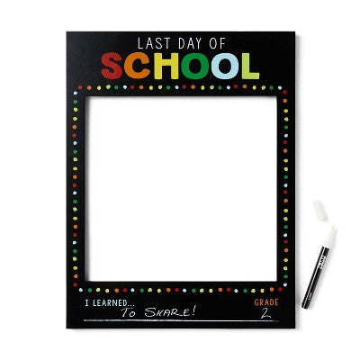 First Day of School Sign Border Frame - Mondo Llama: Chalk Board, MDF & Plastic, 17"x13", Back to School Presentation Board