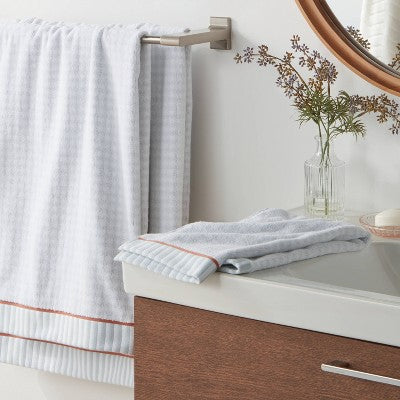 1pc Traditional Gingham Plaid Bath Towel Blue- Threshold