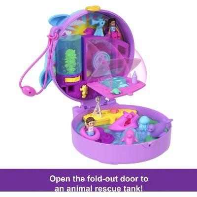Polly Pocket Dolphin Rescue & Play Compact with 2 Micro Dolls & Ocean Accessories