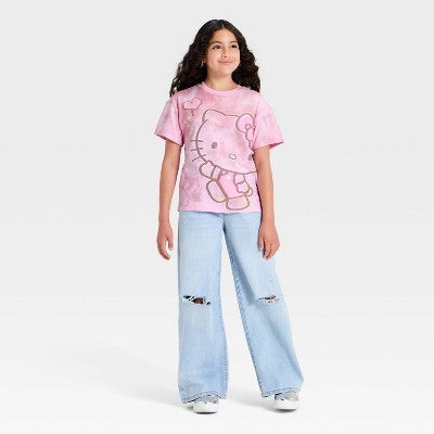 Girls' Hello Kitty Short Sleeve Washed Graphic T-Shirt - Pink XXL
