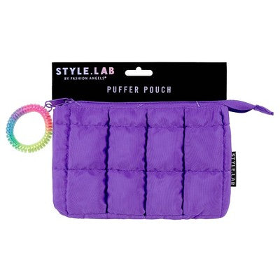 Style Lab Expandable Quilted Puffer Pouch Neon Purple
