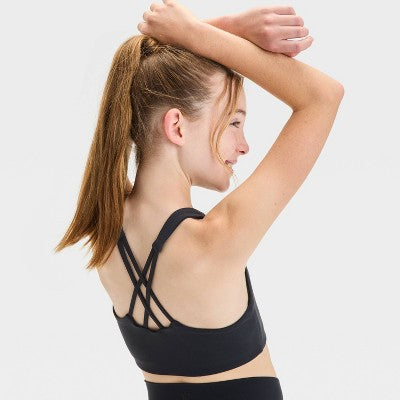 Girls' Everyday Soft Bra - All In Motion Black M