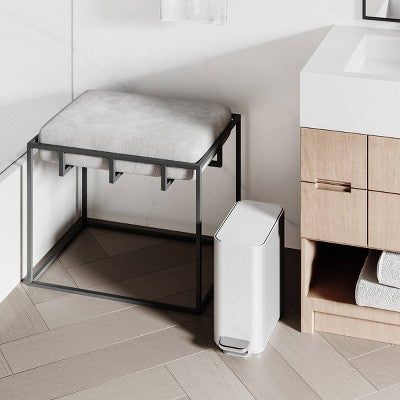 simplehuman 5L Slim Bathroom Step Trash Can White Steel Garbage Can with Built in Liner Pocket