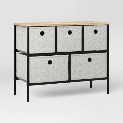 36" Wide Fabric Bin 5 Dresser Black Frame - Room Essentials (LOCAL PICKUP ONLY)