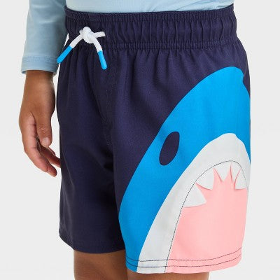 Toddler Boys' Shark Bite Swim Shorts - Cat & Jack Navy 4T
